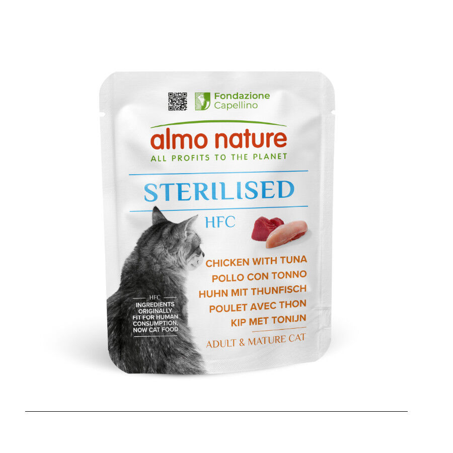 50 g Almo Nature HFC Esterilizados Frango e Atum Sach&ecirc; para Gatos, , large Imagem n&uacute;mero 1