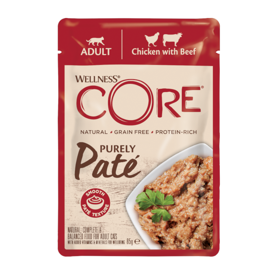 85 g Wellness Core Adult Purely Frango e Vitela em Pat&ecirc; saqueta para gatos, , large Imagem n&uacute;mero 3