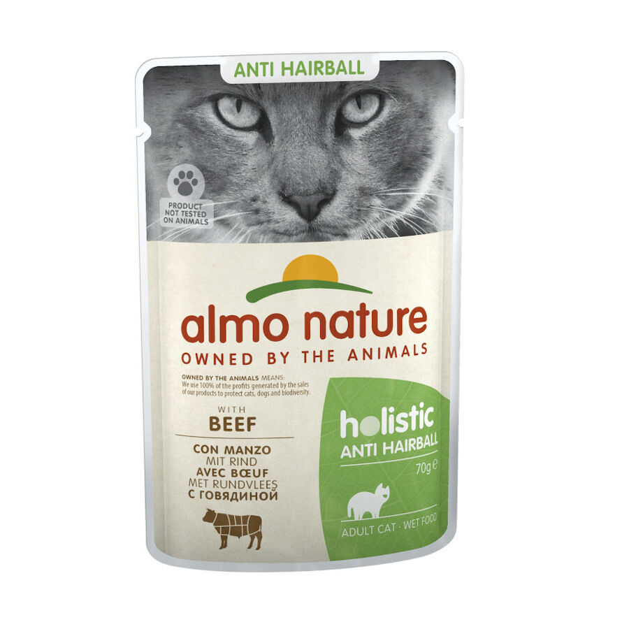 70 g Almo Nature Antihairball carne de boi saqueta para gatos, , large Imagem n&uacute;mero 1