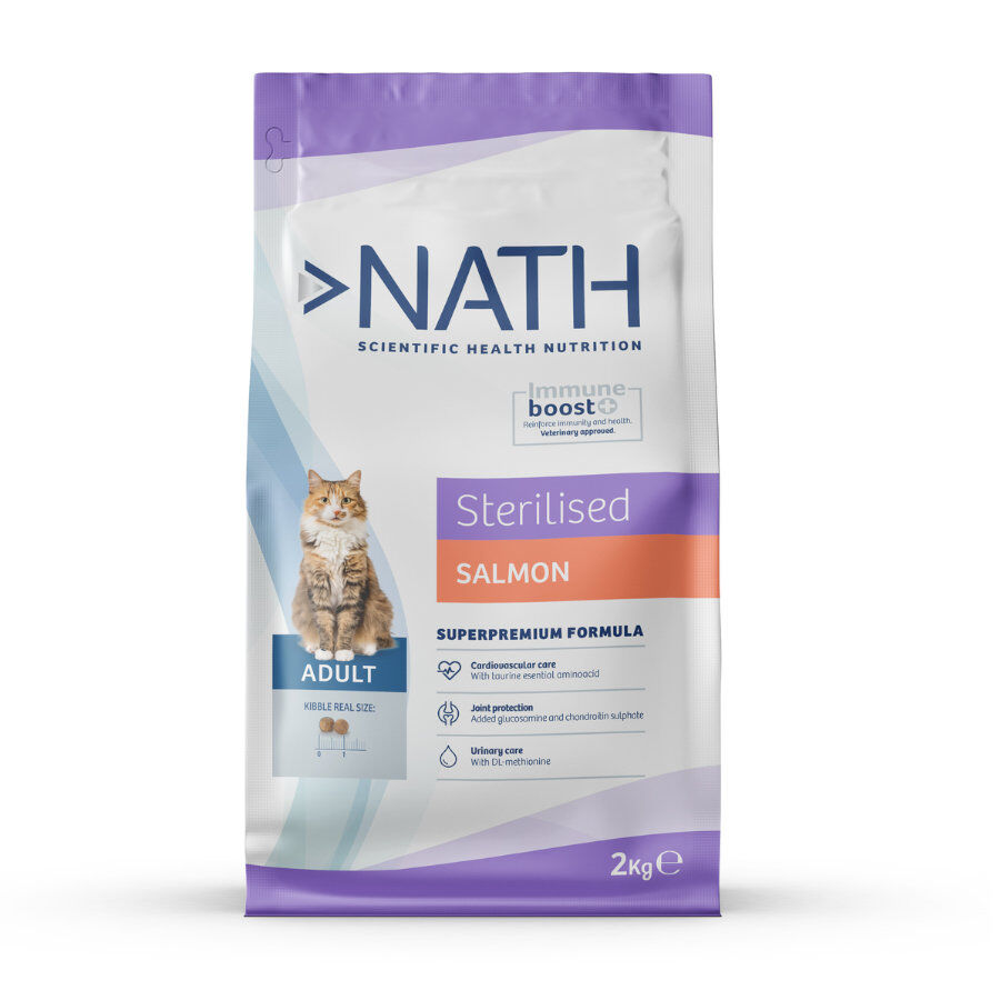 10 kg Nath Adult Sterilized Ra&ccedil;&atilde;o de salm&atilde;o e arroz para gatos, , large Imagem n&uacute;mero 1