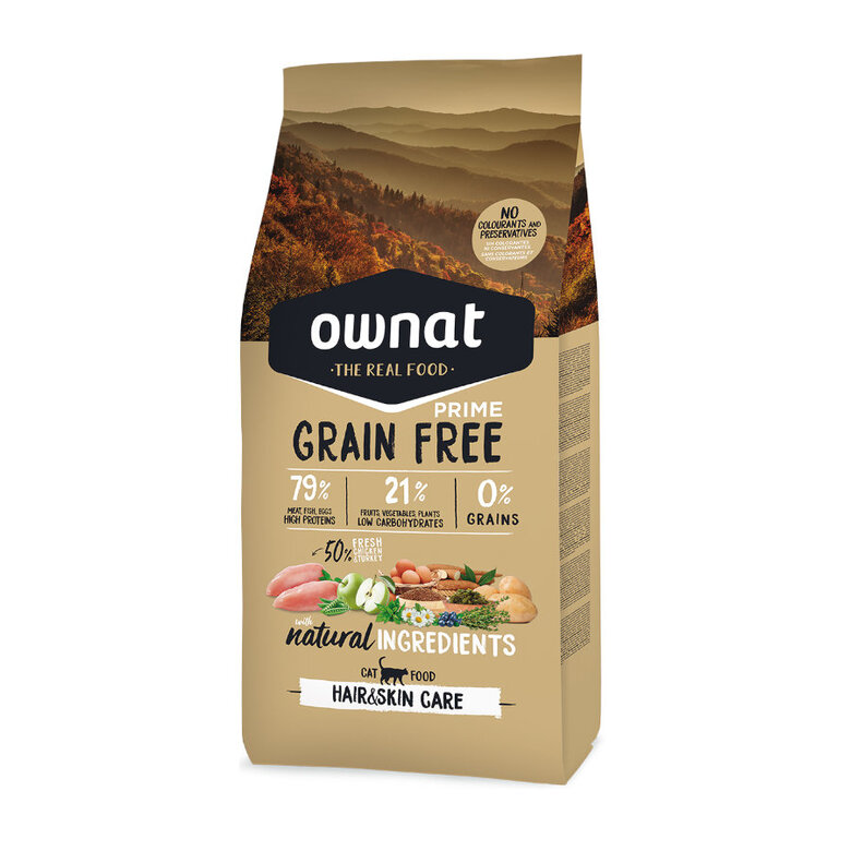 Ownat Prime Hair & Skin Ração de frango e peru para gatos,  Imagem número 1 Ownat Prime Hair & Skin Ração de frango e peru para gatos, , large Imagem número 1