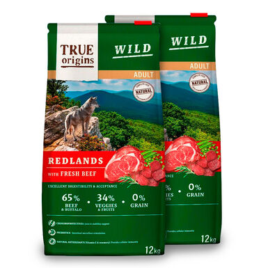 True Origins Adult Wild Redlands Vitela ração para cães - 2x12 kg Pack Ahorro