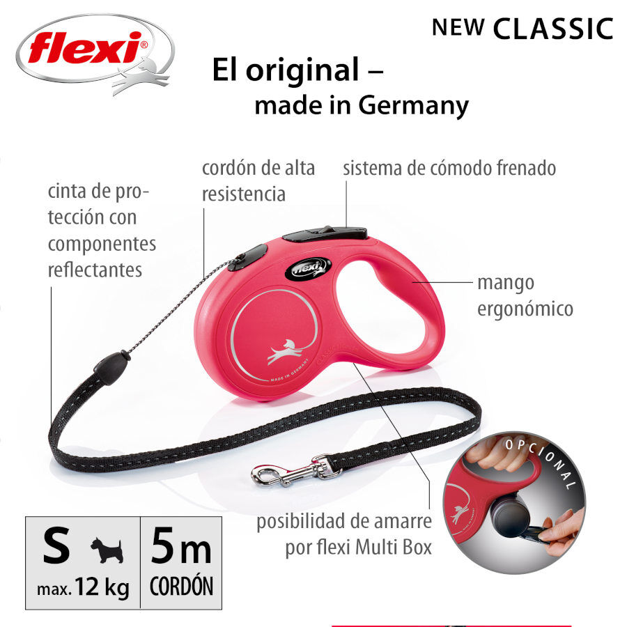 Flexi New Classic Trela extens&iacute;vel com cabo vermelho para c&atilde;es, , large Imagem n&uacute;mero 2