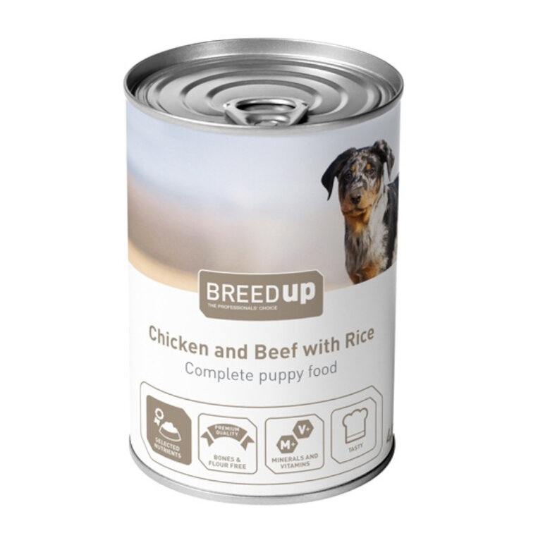 400 g Breed Up Frango e Vitela com Arroz lata para cachorros,  Imagem número 1 400 g Breed Up Frango e Vitela com Arroz lata para cachorros, , large Imagem número 1