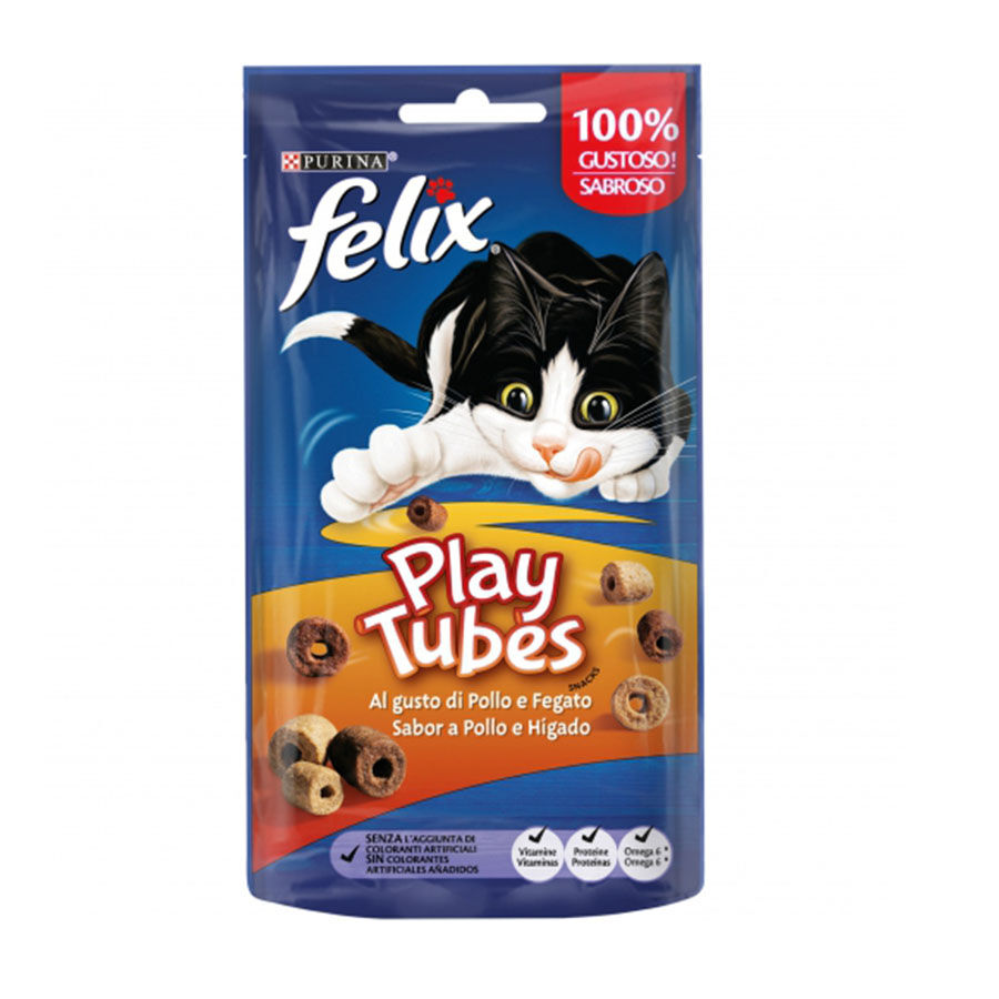50 g Felix Biscoitos Play Tubes Frango com F&iacute;gado para gatos, , large Imagem n&uacute;mero 1