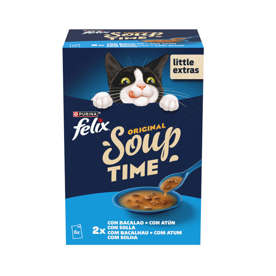 6 x 48 g Felix Cat Sopa de Bacalao At&uacute;n y Solla para gatos, , large Imagem n&uacute;mero 1