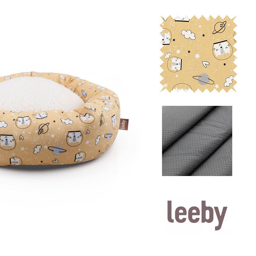 Leeby Cama Donut Antiderrapante com Estampado de Banda Desenhada Amarela para gatos, , large Imagem n&uacute;mero 5
