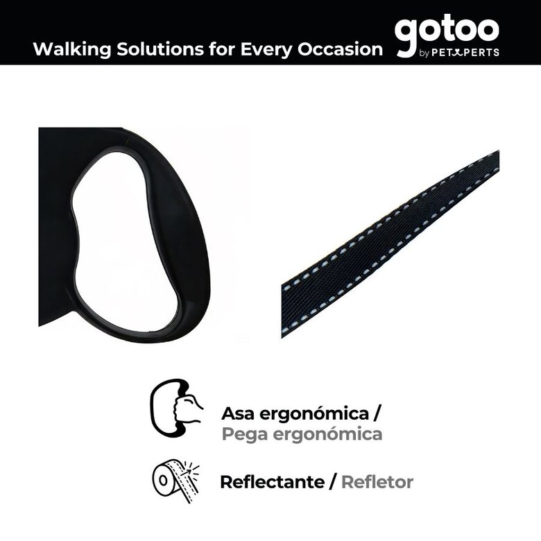 Gotoo Trela extensível preta para cães,  Imagem número 4 Gotoo Trela extensível preta para cães, , large Imagem número 4