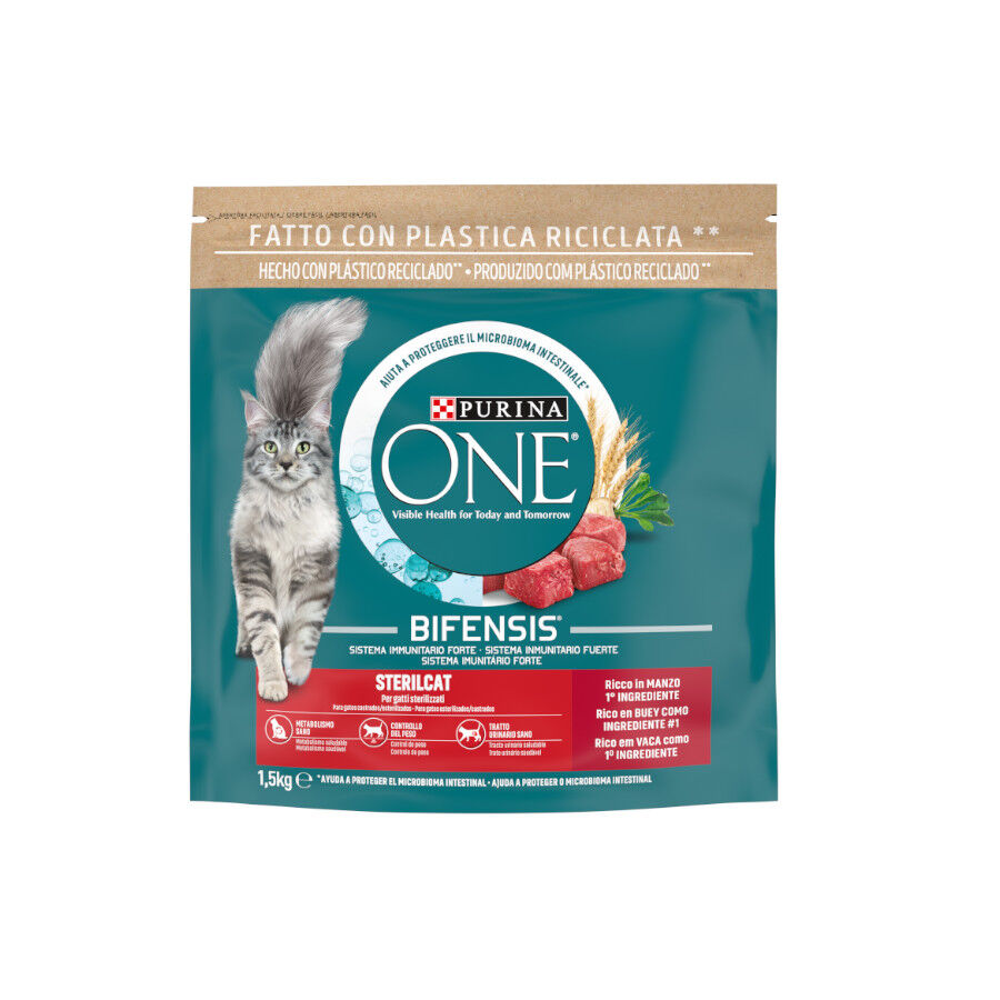 1.5 kg Purina One Adult Bifensis Esterilizado Vaca ra&ccedil;&atilde;o para gatos, , large Imagem n&uacute;mero 1