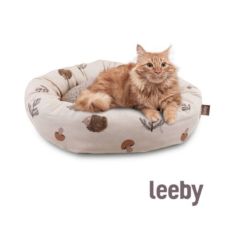 Leeby Cama Donut Antiderrapante Branca com Ouriços para gatos,  Imagem número 2 Leeby Cama Donut Antiderrapante Branca com Ouriços para gatos, , large Imagem número 2