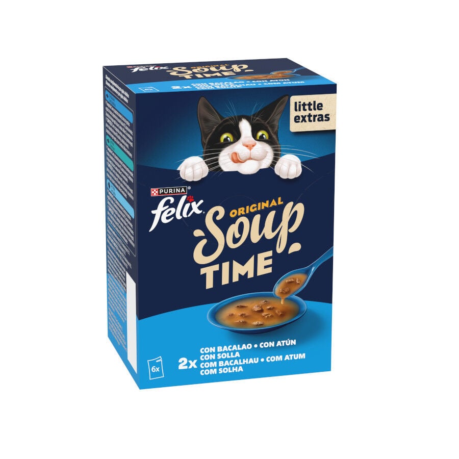 6 x 48 g Felix Cat Sopa de Bacalao At&uacute;n y Solla para gatos, , large Imagem n&uacute;mero 3