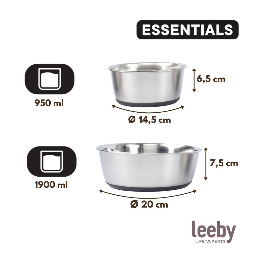Leeby Comedouro em A&ccedil;o Inoxid&aacute;vel com Base de Borracha para c&atilde;es e gatos, , large Imagem n&uacute;mero 5
