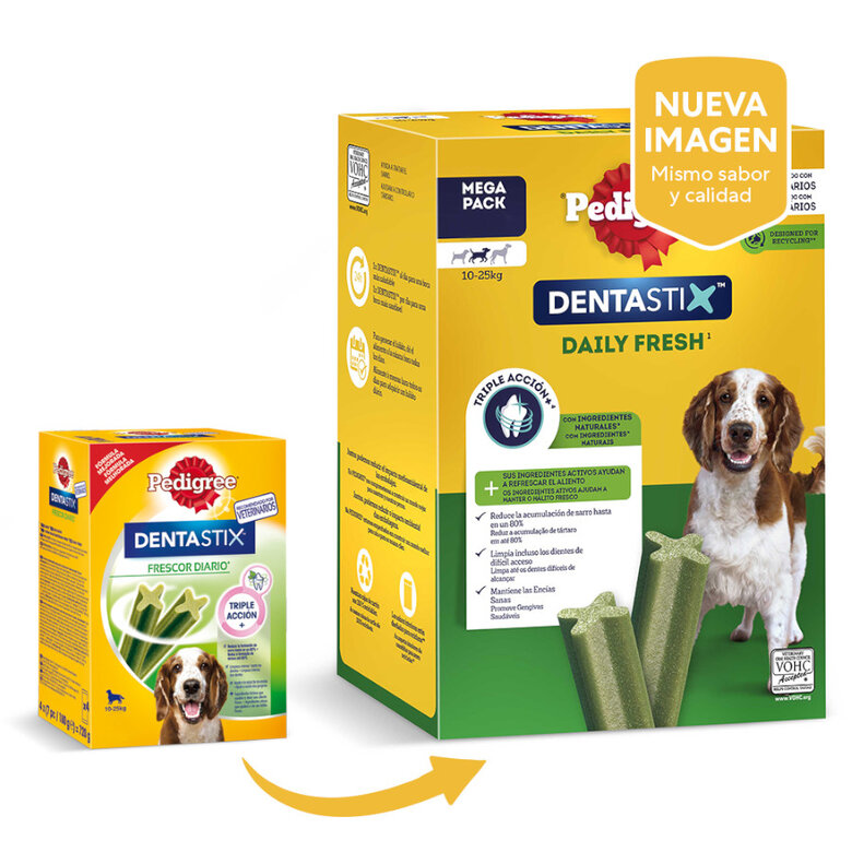 7 sticks Pedigree Dentastix Fresh Snacks Dentários para Cães Médios,  Imagem número 2 7 sticks Pedigree Dentastix Fresh Snacks Dentários para Cães Médios, , large Imagem número 2
