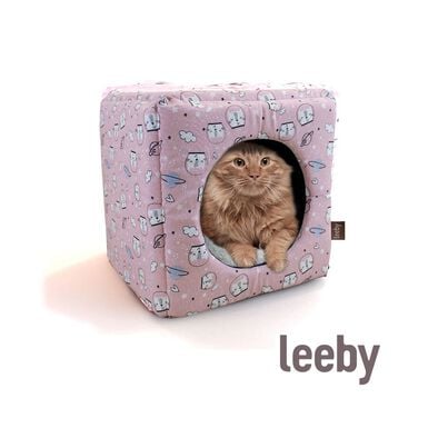 Leeby Cama com Estampado de Banda Desenhda Rosa para gatos