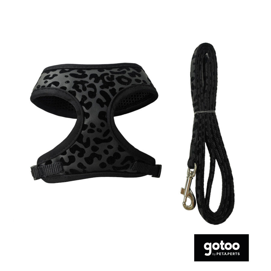 Gotoo Coleira e Peitoral Estampado Animal Preto para Gatos, , large Imagem n&uacute;mero 2