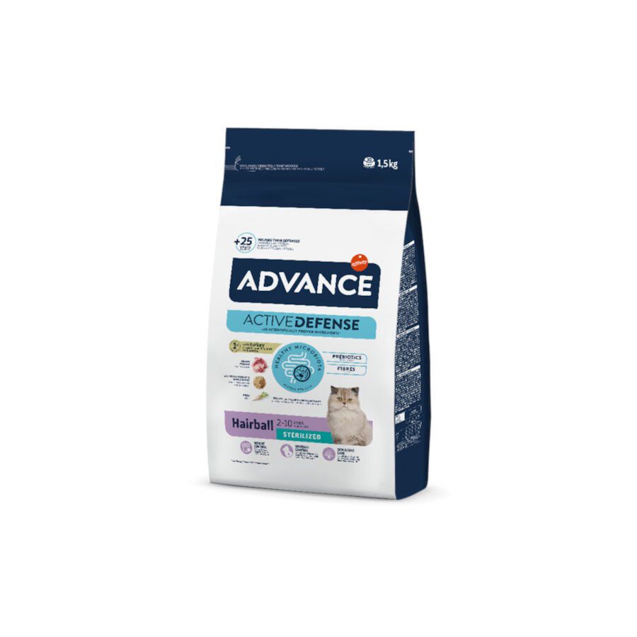 3 kg Advance Active Defense Sterilized Hairball Peru e Cevada ra&ccedil;&atilde;o para gatos, , large Imagem n&uacute;mero 1