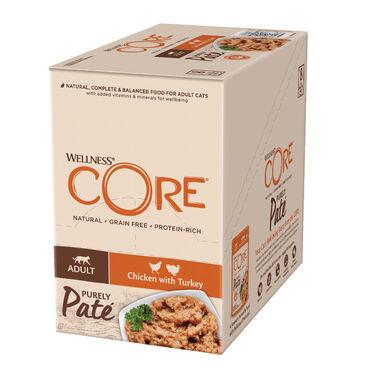 Wellness Core Adult Frango e Peru em Patê saqueta para gatos