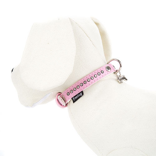 Freedog Collar perros de polipiel rosa con strass Imagem n&uacute;mero 1