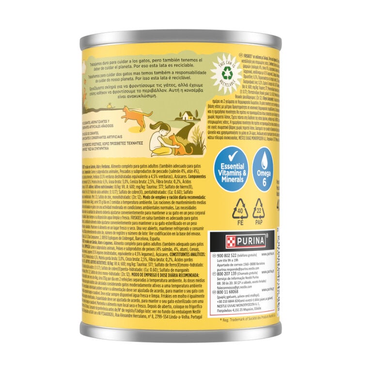400 g Purina Friskies Adult salmão e atum lata para gatos,  Imagem número 2 400 g Purina Friskies Adult salmão e atum lata para gatos, , large Imagem número 2