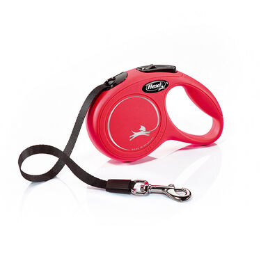 Flexi New Classic trela ​​extensível de fita vermelha para cães