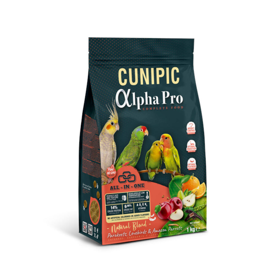 1 kg Cunipic Alpha Pro Medium Sized Birds Natural Blend Comida para Papagaios, , large Imagem n&uacute;mero 1