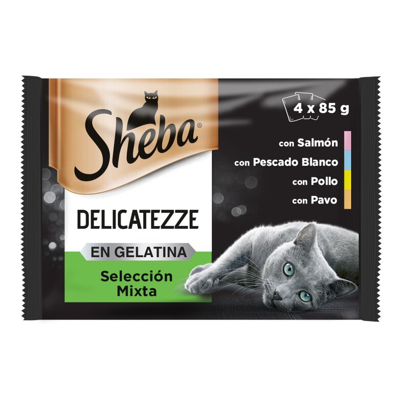 4 saquetas x 85 g Sheba Delicatezze Seleção Mista em Gelatina Saquetas para gatos - Multipack,  Imagem número 1 4 saquetas x 85 g Sheba Delicatezze Seleção Mista em Gelatina Saquetas para gatos - Multipack, , large Imagem número 1