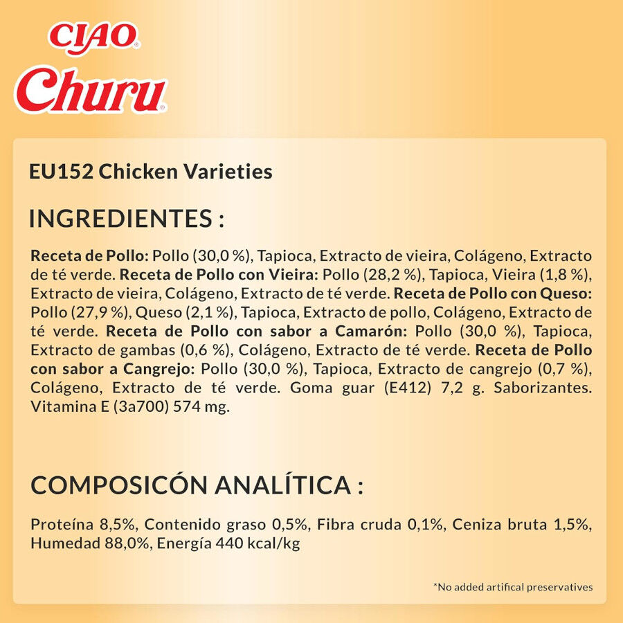 50 saquetas x 14 g Churu Snack Cremoso Variedades de Frango para gatos, , large Imagem n&uacute;mero 6