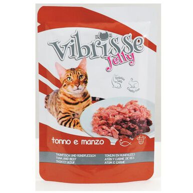 Vibrisse Kitten Jelly Atum e Terneira em galeia saqueta para gatos