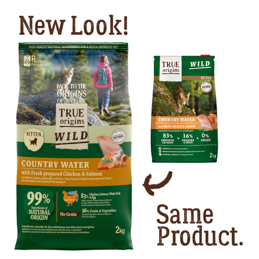 2 kg True Origins Wild Kitten Country Water Frango e Salm&atilde;o ra&ccedil;&atilde;o, , large Imagem n&uacute;mero 2