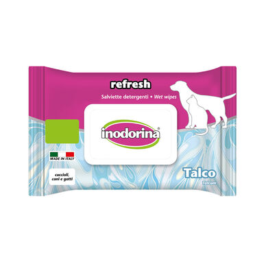 Inodorina Refresh toalhitas húmidas Talco para animais de estimação