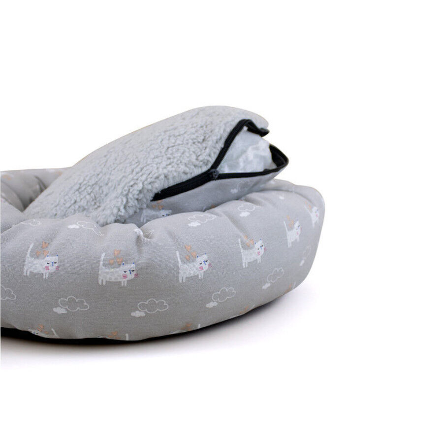 Leeby Cama Donut Antiderrapante Cinzenta para gatos, , large Imagem n&uacute;mero 3