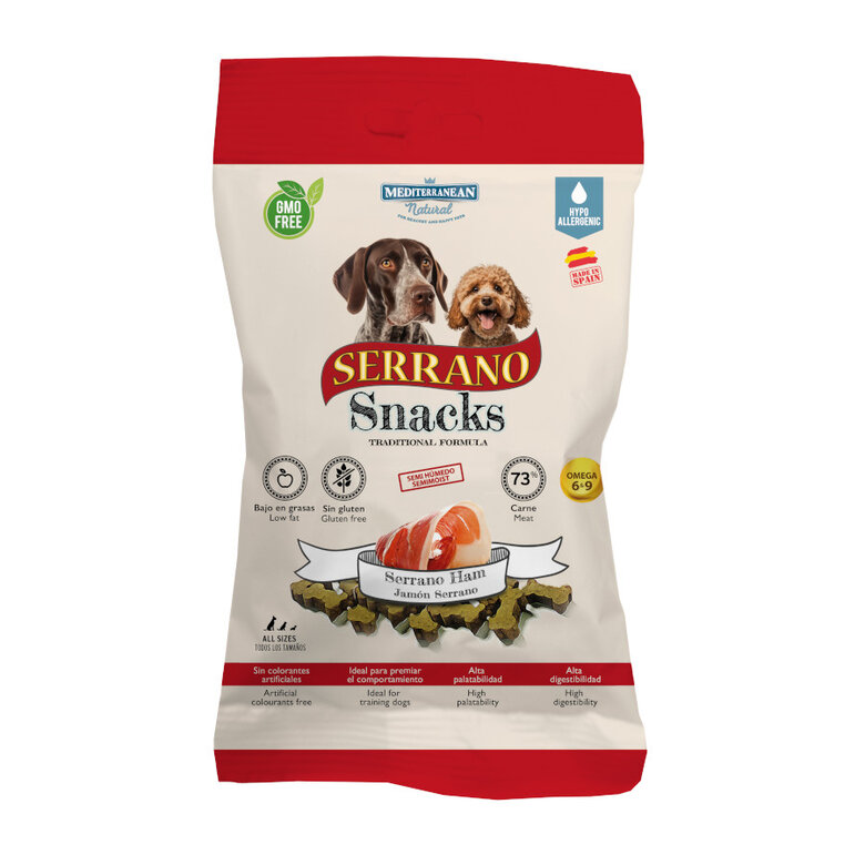 85 g Mediterranean Natural Biscoitos Serrano Snacks de Fiambre para cães,  Imagem número 1 Galletas Serrano para perros adultos sabor jamón Imagem número 1