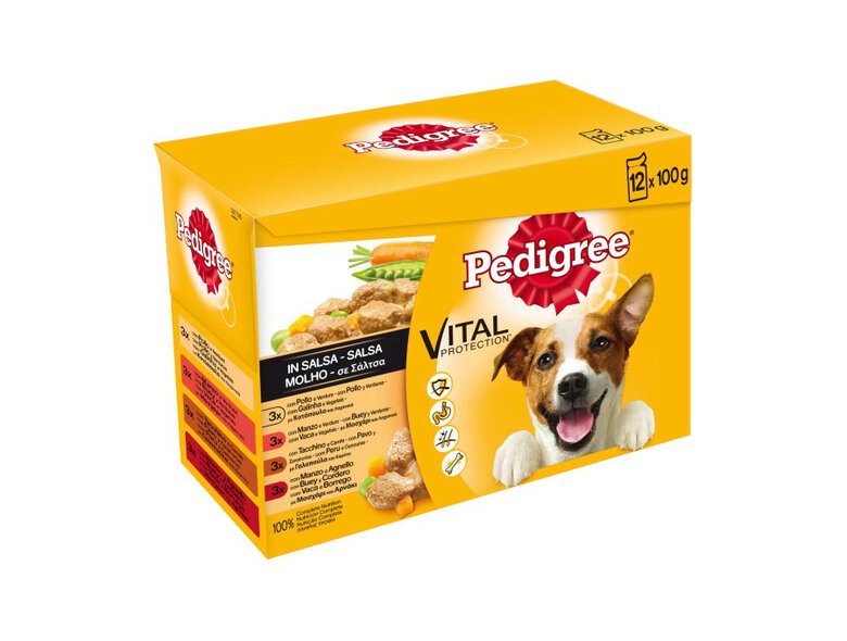 12 saquetas x 100 g Pedigree Sabores Mistos Molho em Saqueta para Cães - Multipack,  Imagem número 3 12 saquetas x 100 g Pedigree Sabores Mistos Molho em Saqueta para Cães - Multipack, , large Imagem número 3