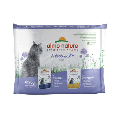 Almo Nature Intestinal Help Peixe e Aves saquetas para gatos - Multipack 6