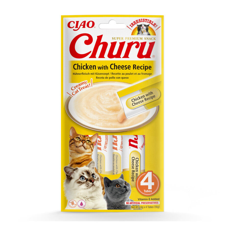 4 saquetas x 14 g Churu Snack Cremoso de Frango e Queijo para gatos, , large Imagem n&uacute;mero 1