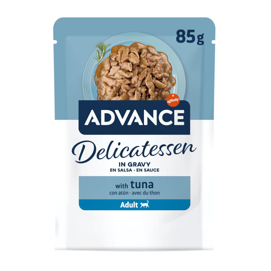 85 g Advance Delicatessen Comida h&uacute;mida de atum em molho em saqueta para gatos, , large Imagem n&uacute;mero 1
