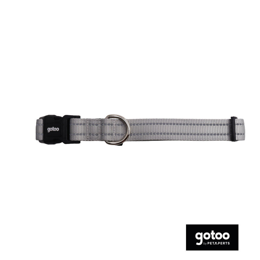 Gotoo Coleira reflexiva de nylon cinza para c&atilde;es, , large Imagem n&uacute;mero 2