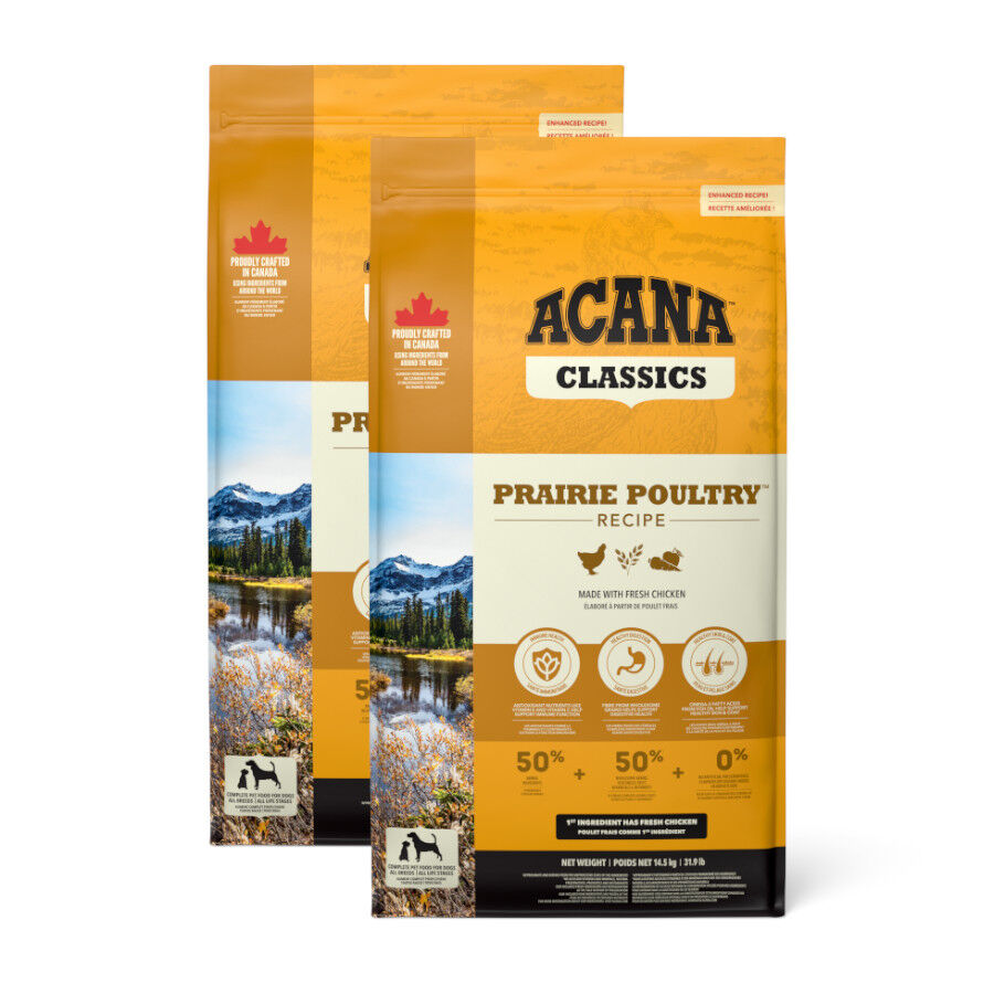 2 x 14.5 kg Acana Classics Prairie Poultry Frango ra&ccedil;&atilde;o para c&atilde;es Pack poupan&ccedil;a!, , large Imagem n&uacute;mero 1
