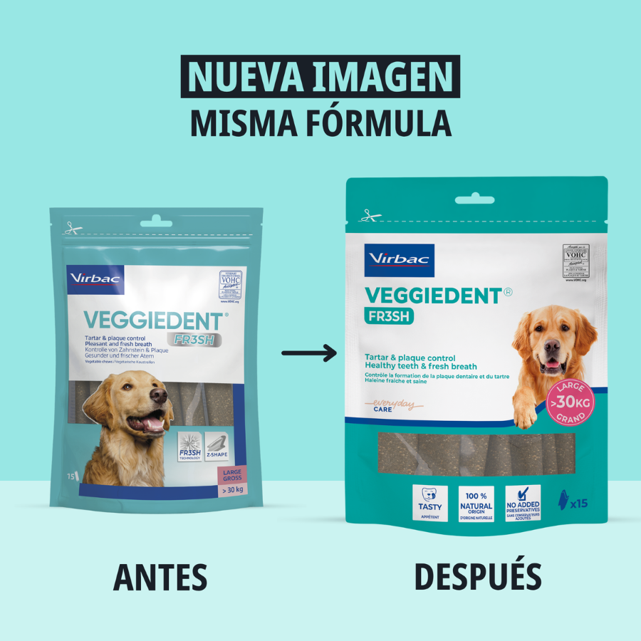 15 sticks Virbac Snacks Dent&aacute;rios Veggiedent Fresh para c&atilde;es de ra&ccedil;a grande, , large Imagem n&uacute;mero 3