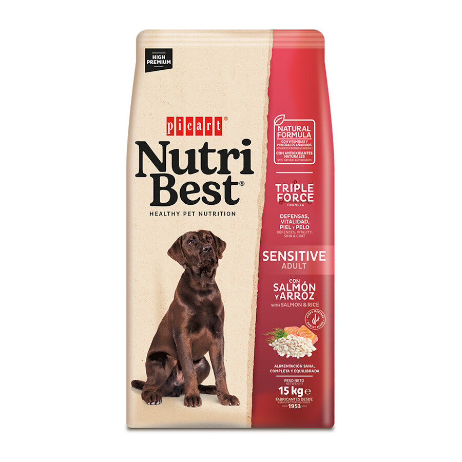 15 kg Nutribest Adult Sensitive Salm&atilde;o e Arroz ra&ccedil;&atilde;o para c&atilde;es, , large Imagem n&uacute;mero 1