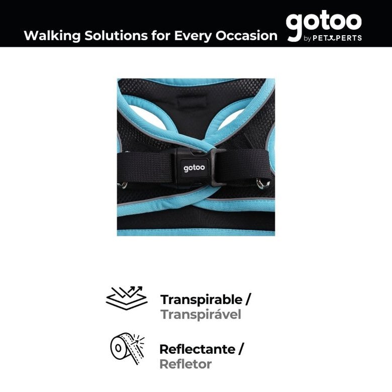 Gotoo Peitoral ajustável de malha turquesa/preto para cães,  Imagem número 3 Gotoo Peitoral ajustável de malha turquesa/preto para cães, , large Imagem número 3