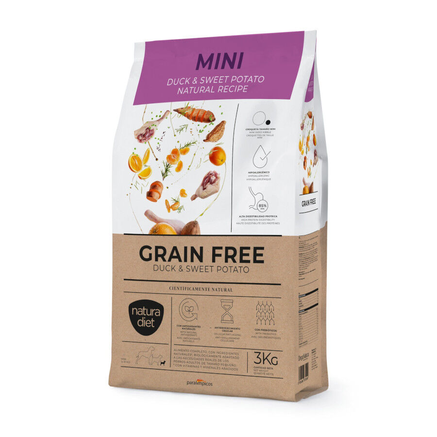 3 kg Natura Diet Mini Grain Free Ra&ccedil;&atilde;o de Pato e Batata-doce para c&atilde;es, , large Imagem n&uacute;mero 1
