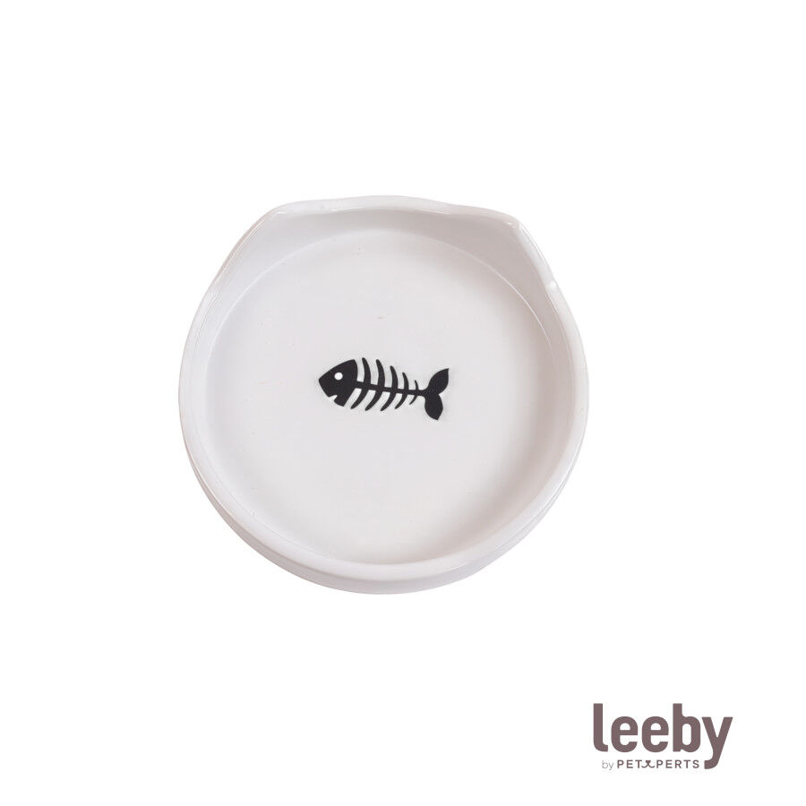 Leeby Comedouro de Cer&acirc;mica Branco com Orelhinhas para gatos, , large Imagem n&uacute;mero 2