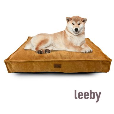 Leeby Colchão Impermeável com Capa Amovível Dourado para cães