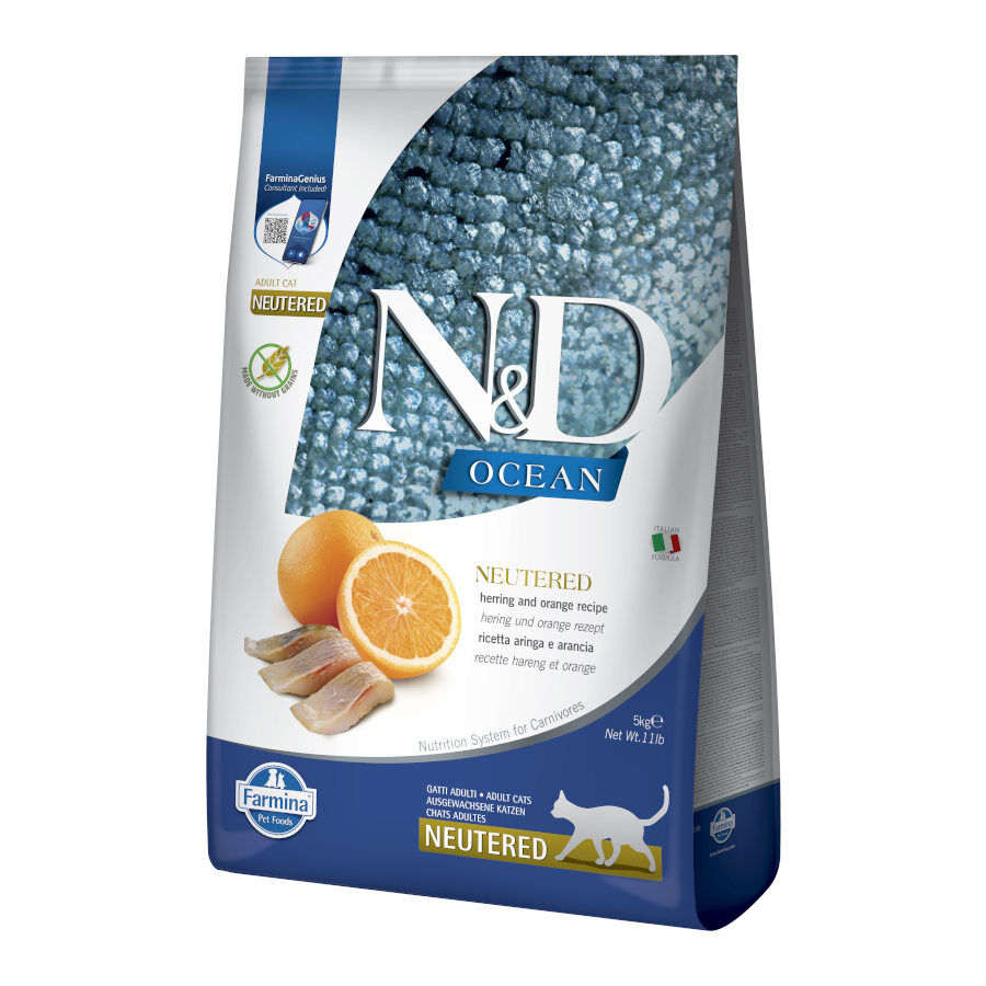 5 kg Farmina N&D Ocean Esterilizado Ra&ccedil;&atilde;o de arenque e laranja para gatos   , , large Imagem n&uacute;mero 1