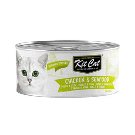 Kit Cat Comida h&uacute;mida de frango e atum em lata para gatos