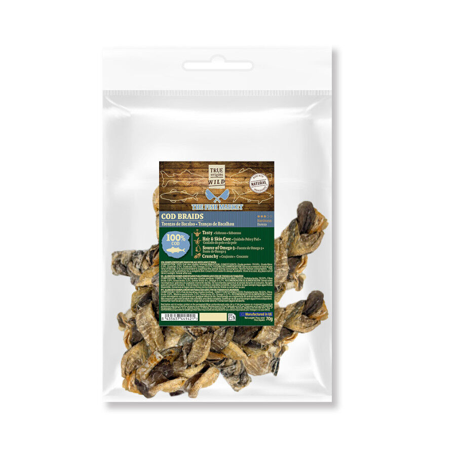 70 g. True Origins Trenzas Piel Bacalao Snack para perros, , large Imagem n&uacute;mero 2