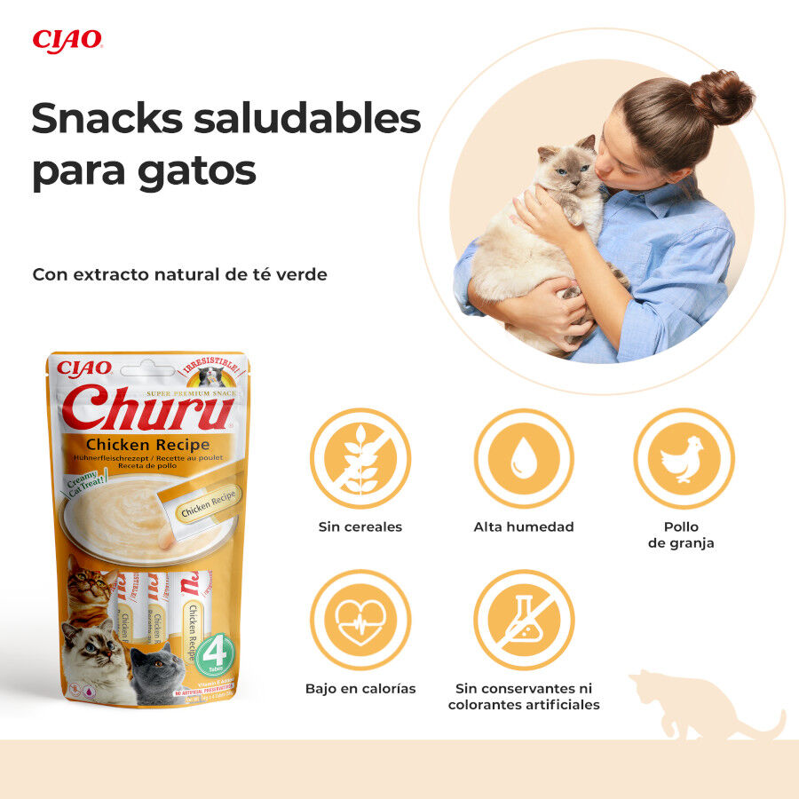 4 saquetas x 14 g Churu Snack Cremoso de Frango para gatos, , large Imagem n&uacute;mero 2