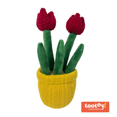 Tootoy! Comfort Red Tulip Plant Cuddler peluche com som para cães