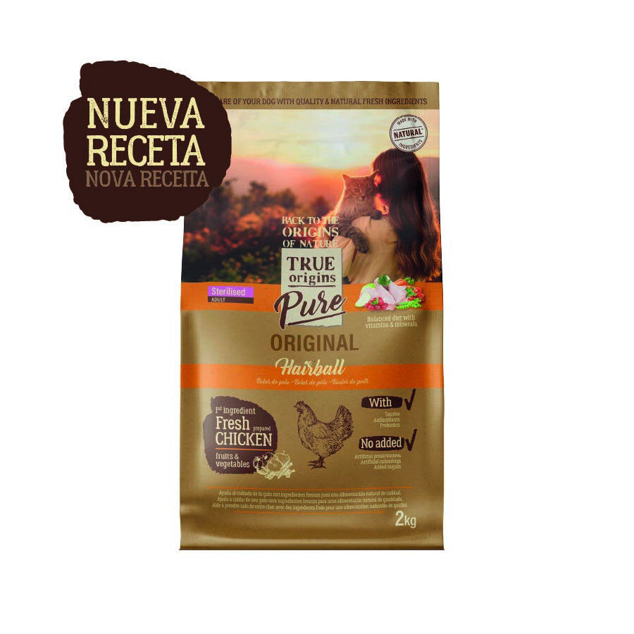 2 kg Ra&ccedil;&atilde;o para gatos True Origins Pure Adult esterilizada Hairball, , large Imagem n&uacute;mero 2